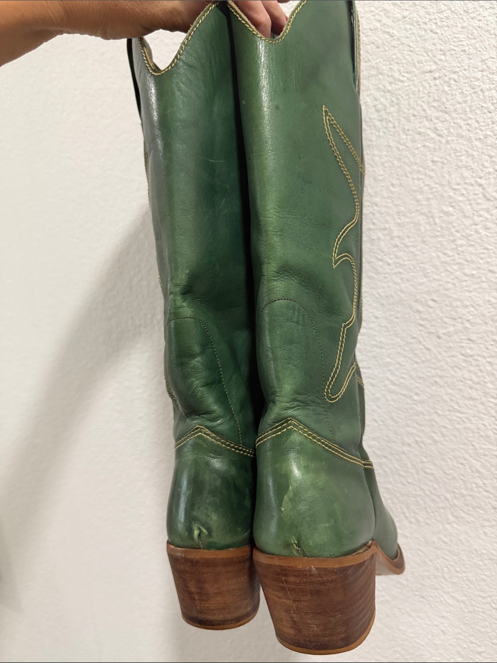 Genuine Green Leather Western Boots - Picture 5 of 7